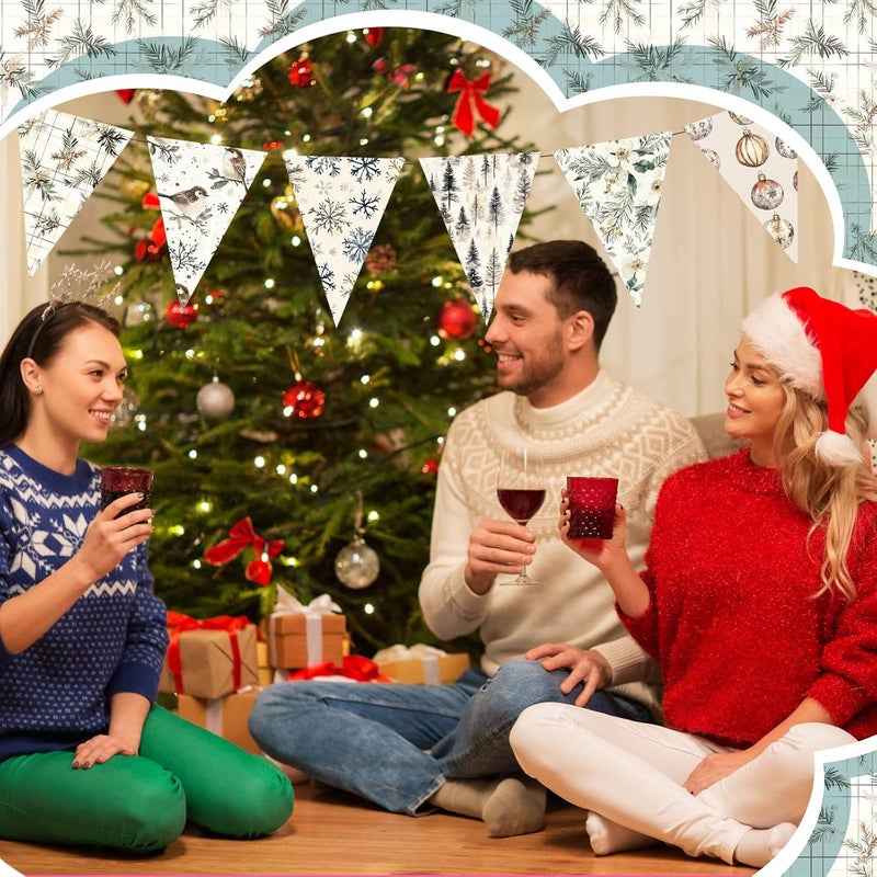 FuWeave 60 Pcs 10 x 10 Inch Boho Christmas Quilting Fabric Woodland Christmas Fat Squares Patchwork Precut Neutral Beige Fabric Bundles for Xmas Winter Quilting Crafting DIY Craft Sewing - Image 5